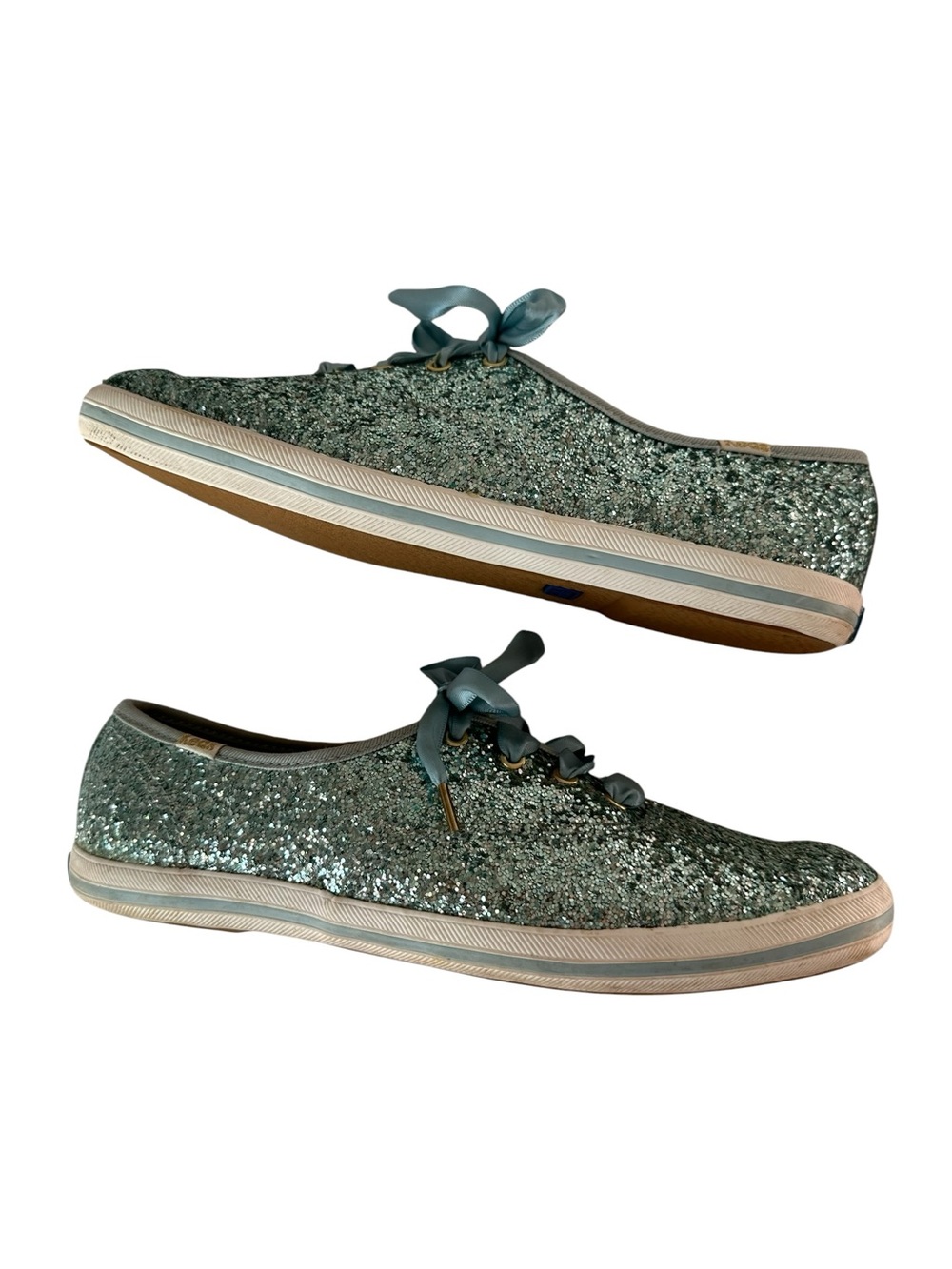 Keds X Kate Spade New York Champion Glitter Low-Top Sneakers, Aqua Blue, 7.5 - Picture 4 of 13